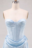 Yellow Corset Strapless Short Homecoming Dress with Lace-up Back