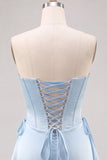 Yellow Corset Strapless Short Homecoming Dress with Lace-up Back