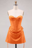 Yellow Corset Strapless Short Homecoming Dress with Lace-up Back