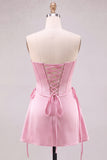 Yellow Corset Strapless Short Homecoming Dress with Lace-up Back