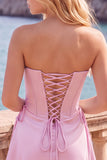 Yellow Corset Strapless Short Homecoming Dress with Lace-up Back