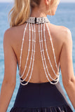 Halter Black Short Homecoming Dress with Pearls