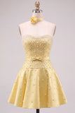 Fuchsia Sweetheart A Line Pearl Homecoming Dress with Choker