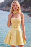 Fuchsia Sweetheart A Line Pearl Homecoming Dress with Choker