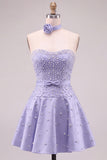 Fuchsia Sweetheart A Line Pearl Homecoming Dress with Choker