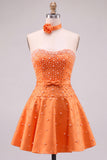 Fuchsia Sweetheart A Line Pearl Homecoming Dress with Choker