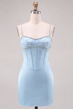 Brown Bodycon Corset Homecoming Dress with Rhinestone