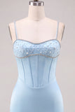 Brown Bodycon Corset Homecoming Dress with Rhinestone