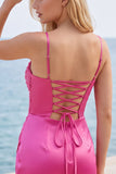 Fuchsia Beaded Cut Out Bodycon Short Homecoming Dress