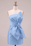 Royal Blue Strapless Bodycon Short Homecoming Dress with Bow