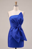Royal Blue Strapless Bodycon Short Homecoming Dress with Bow