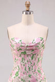 Pink Jacquard Sweetheart Bodycon Corset Homecoming Dress