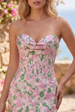 Pink Jacquard Sweetheart Bodycon Corset Homecoming Dress