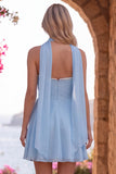 Yellow Pearl Sweetheart Chiffon A Line Short Homecoming Dress with Scarf