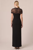 Black Illusion Neck Sheath Long Formal Dress with Slit