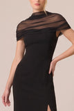 Black Illusion Neck Sheath Long Formal Dress with Slit