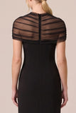 Black Illusion Neck Sheath Long Formal Dress with Slit