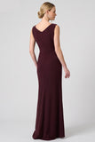 Burgundy Cowl Neck Ruched Mermaid Bridesmaid Dress