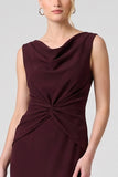 Burgundy Cowl Neck Ruched Mermaid Bridesmaid Dress
