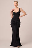 Mermaid Black Ruched Long Formal Dress