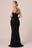 Mermaid Black Ruched Long Formal Dress