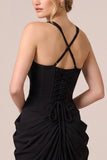 Mermaid Black Ruched Long Formal Dress