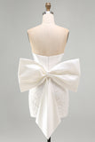 White Strapless Lace Bodycon Corset Homecoming Dress with Bow