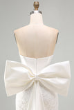 White Strapless Lace Bodycon Corset Homecoming Dress with Bow