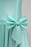 Mint Green Strapless Pearl A Line Homecoming Dress with Bow