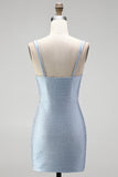 Blue Beaded Bodycon Sweetheart Short Homecoming Dress