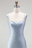 Blue Beaded Bodycon Sweetheart Short Homecoming Dress