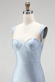 Blue Beaded Bodycon Sweetheart Short Homecoming Dress