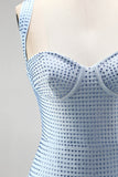 Blue Beaded Bodycon Sweetheart Short Homecoming Dress