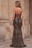 Sparkly Halter Black Mermaid Lace-up Back Long Prom Dress with Slit