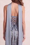 Strapless Dusty Blue Sequin Mermaid Prom Dress with Sash