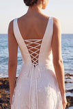 White A Line V-Neck Lace Appliqued Midi Engagement Dress