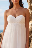 Sweetheart White A Line Midi Engagement Dress with Appliques