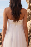Sweetheart White A Line Midi Engagement Dress with Appliques