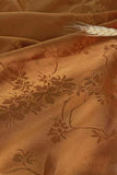 Floral Burnt Orange Spaghetti Straps Mermaid Long Bridesmaid Dress with Slit