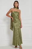 Floral Sheath Burnt Orange Strapless Long Bridesmaid Dress with Lace-up Back