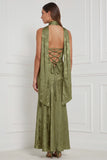 Floral Sheath Burnt Orange Strapless Long Bridesmaid Dress with Lace-up Back