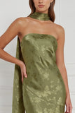 Floral Sheath Burnt Orange Strapless Long Bridesmaid Dress with Lace-up Back