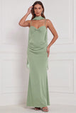 Mermaid Espresso Ruched Lace-up Back Bridesmaid Dress with Scarf