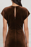 Velvet Espresso Mermaid Keyhole Ruched Long Bridesmaid Dress