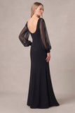 Black Long Sleeve V-Neck Mermaid Formal Dress