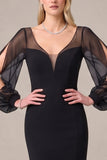 Black Long Sleeve V-Neck Mermaid Formal Dress
