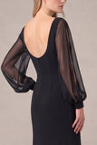 Black Long Sleeve V-Neck Mermaid Formal Dress