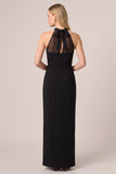 Halter Black Sheath Long Formal Dress with Slit