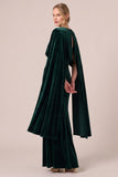 Mermaid Dark Green Velvet Long Formal Dress with Cape
