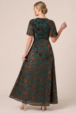 Brown Burnout Velvet V-Neck A Line Maxi Dress with Slit